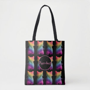 Donkere regenboog Glitter Cat Rainbow Aesthetics Tote Bag