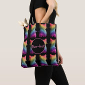 Donkere regenboog Glitter Cat Rainbow Aesthetics Tote Bag (Dichtbij)