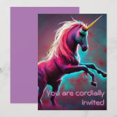 Donkere regenboog Gothic Unicorn Je bent uitgenodi Kaart (Voorkant / Achterkant)