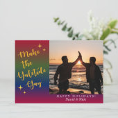 Donkere regenboog Yuletide Vakantie Fotokaart Kaart (Staand voorkant)