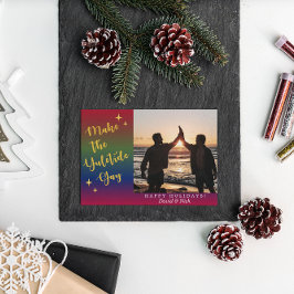 Donkere regenboog Yuletide Vakantie Fotokaart Kaart