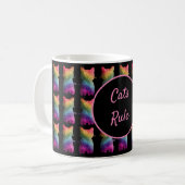Donkere regenbooglitter Cat Patroon Aangepast ontw Koffiemok (Voorkant links)