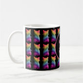 Donkere regenbooglitter Cat Patroon Aangepast ontw Koffiemok (Links)