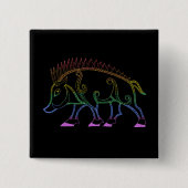 Donkere regenboogzwijn vierkante button 5,1 cm (Voorkant)