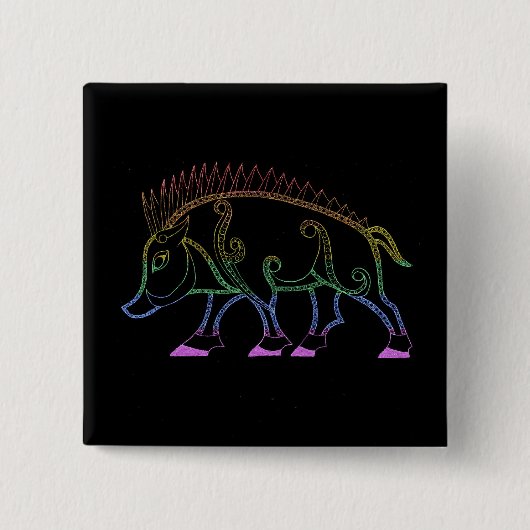 Donkere regenboogzwijn vierkante button 5,1 cm (Voorkant)