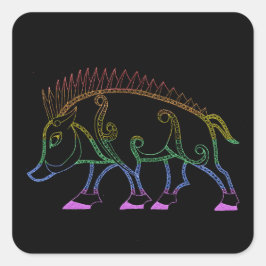 Donkere regenboogzwijn vierkante sticker