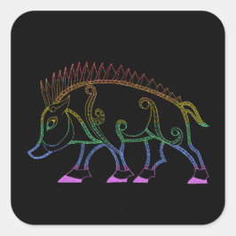 Donkere regenboogzwijn vierkante sticker