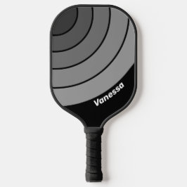 Donkere Retro Gradiënt Cirkel Regenboog met Naam Pickleball Paddle