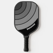 Donkere Retro Gradiënt Cirkel Regenboog met Naam Pickleball Paddle (Achterkant)
