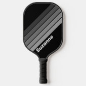Donkere Retro Gradiënt Regenboog met Naam Pickleball Paddle (Voorkant)