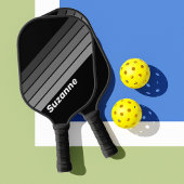Donkere Retro Gradiënt Regenboog met Naam Pickleball Paddle