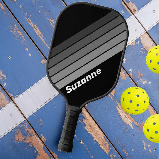 Donkere Retro Gradiënt Regenboog met Naam Pickleball Paddle