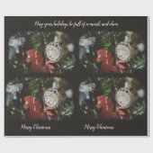 Donkere retro kerstboom cadeaupapier (Vlak)