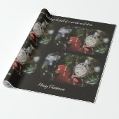 Donkere retro kerstboom cadeaupapier (Uitgerold)
