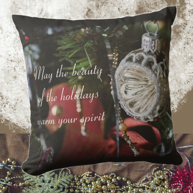 Donkere retro kerstboom kussen (Creator heeft geüpload)