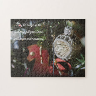 Donkere retro kerstboom legpuzzel