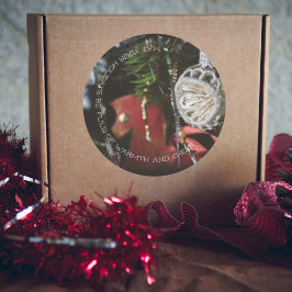 Donkere retro kerstboom ronde sticker