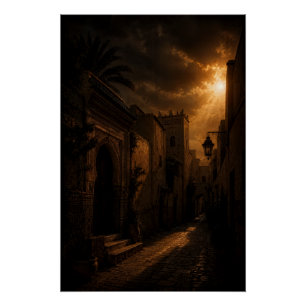 Donkere Riad Steeg Sunburst Poster