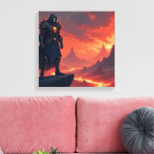 Donkere Ridder van Vlam Canvas Afdruk (Insitu (Woonkamer))