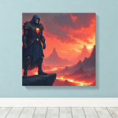 Donkere Ridder van Vlam Canvas Afdruk (Insitu (Houten vloer))