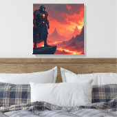 Donkere Ridder van Vlam Canvas Afdruk (Insitu (Slaapkamer))