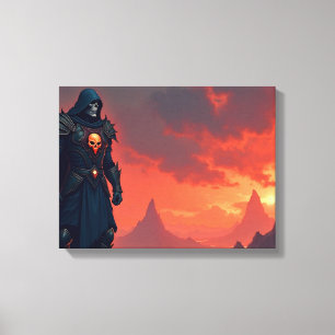 Donkere Ridder van Vlammen Canvas Afdruk