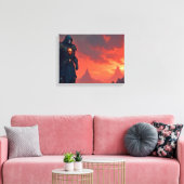 Donkere Ridder van Vlammen Canvas Afdruk (Insitu (Woonkamer))