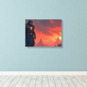 Donkere Ridder van Vlammen Canvas Afdruk (Insitu (Houten vloer))