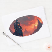 Donkere Ridder van Vlammen Ovale Sticker (Envelop)