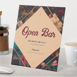 Donkere Rijk Bloemend Thema Bruidsdouche Reclamebord Met Voetstuk