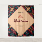 Donkere Rijk Bloemendecor Bruidsfeest Wandkleed (Voorkant)