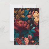 Donkere Rijk Bloemig Thema Bruids Shower Bedankkaart (Achterkant)