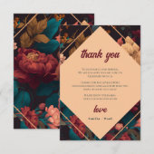 Donkere Rijk Bloemig Thema Bruids Shower Bedankkaart (Voorkant / Achterkant)