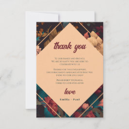 Donkere Rijk Bloemig Thema Bruids Shower Bedankkaart