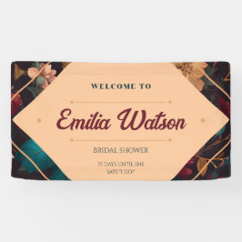 Donkere Rijk Bloemig Thema Bruids Shower Spandoek