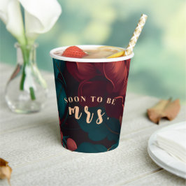 Donkere rijke bloemige thema bruidsmeisje feest papieren bekers