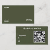 donkere rijke groene -QR-code  Visitekaartje (Voorkant / Achterkant)