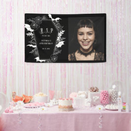 Donkere RIP Dertiger Gothic 40e Foto Verjaardag Spandoek