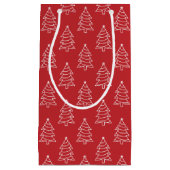 Donkere rode achtergrond met kerstboom klein cadeauzakje (Voorkant)