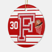 Donkere rode Basketball - Schoolbrieven - F Keramisch Ornament (Links)