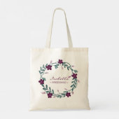 Donkere rode bloemen tote bag (Achterkant)