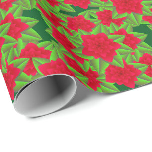 Donkere rode Camellias en groene bladeren Cadeaupapier