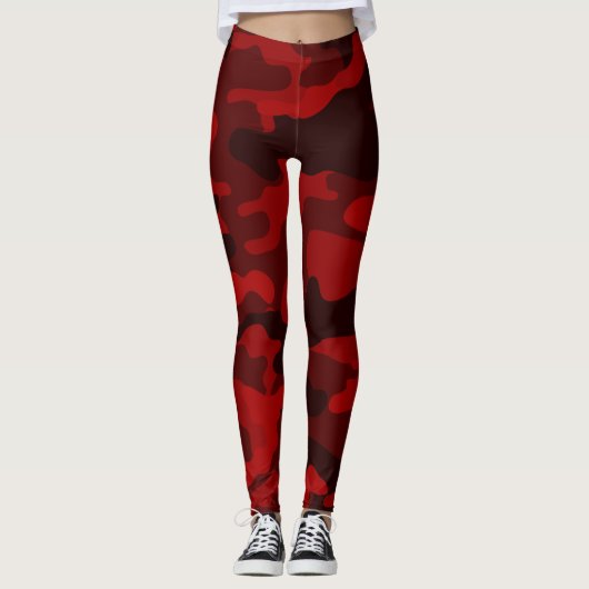 Donkere Rode Camouflage-Leggings Leggings (Voorkant)