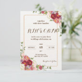 Donkere rode dweruwweddenschap| gouden folie-uitvi informatiekaartje (Staand voorkant)