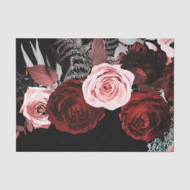 Donkere rode en roze bloemen Floral Greenery Weddi Tissuepapier