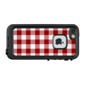 Donkere rode en witte buffelplaat LifeProof iPhone hoesje (Achterkant (horizontaal))