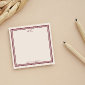 Donkere rode en witte monogrammen post-it® notes