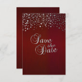 Donkere rode en zilveren Confetti Stippen - Sla de Save The Date (Voorkant / Achterkant)