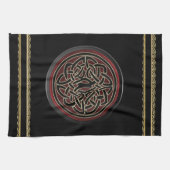 Donkere rode en zwarte Keltische knoop Theedoek (Horizontaal)