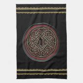 Donkere rode en zwarte Keltische knoop Theedoek (Verticaal)